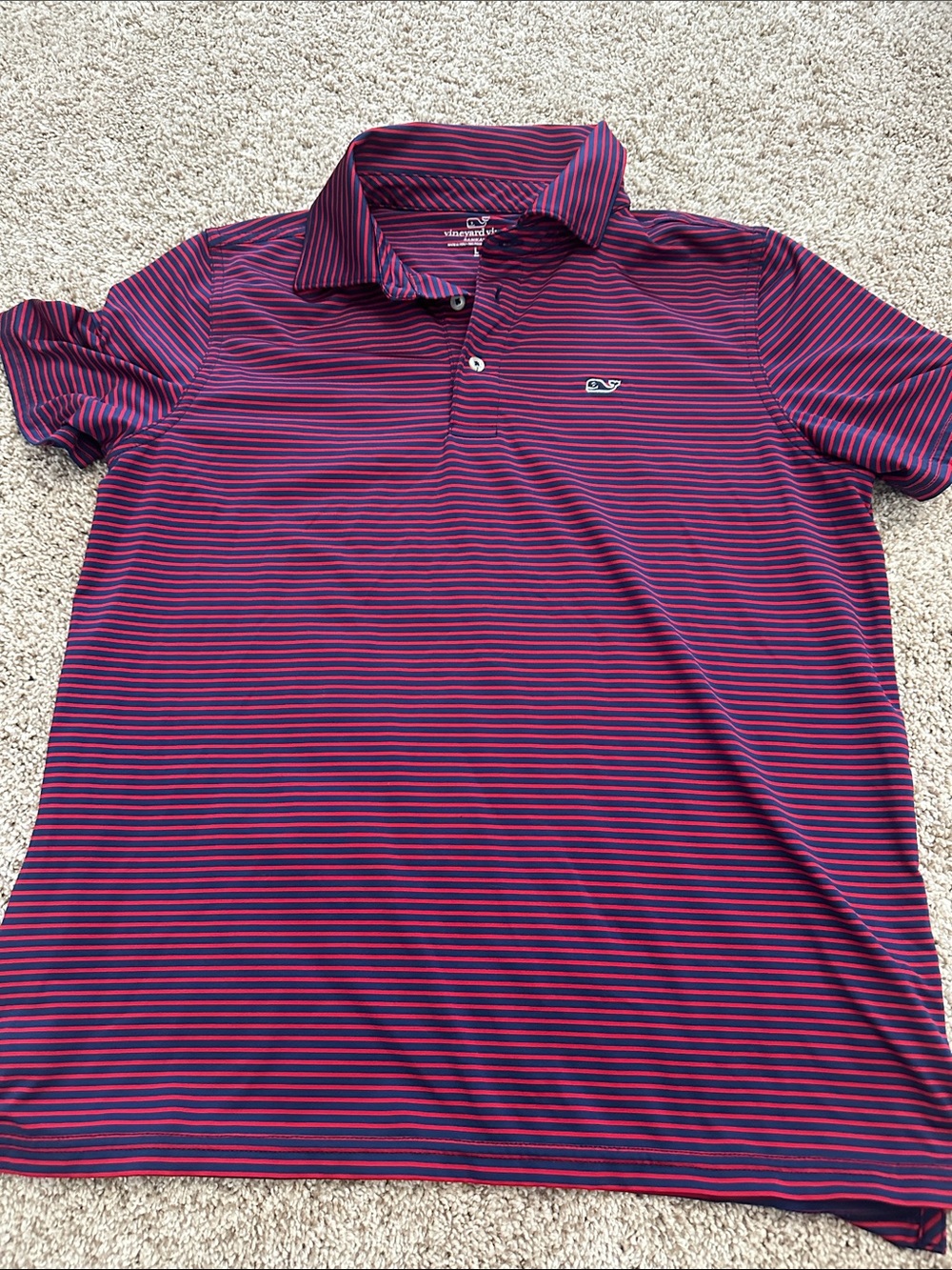 Vineyard Vines Boy’s Striped Polo - Red & Navy